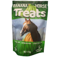Banana Feeds Australia B-Complete horse treats, 175g green pouch with a horse on the front
