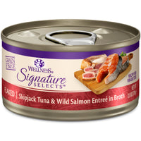 Wellness CORE Signature Selects Flaked Skipjack Tuna & Wild Salmon cat food can, front label