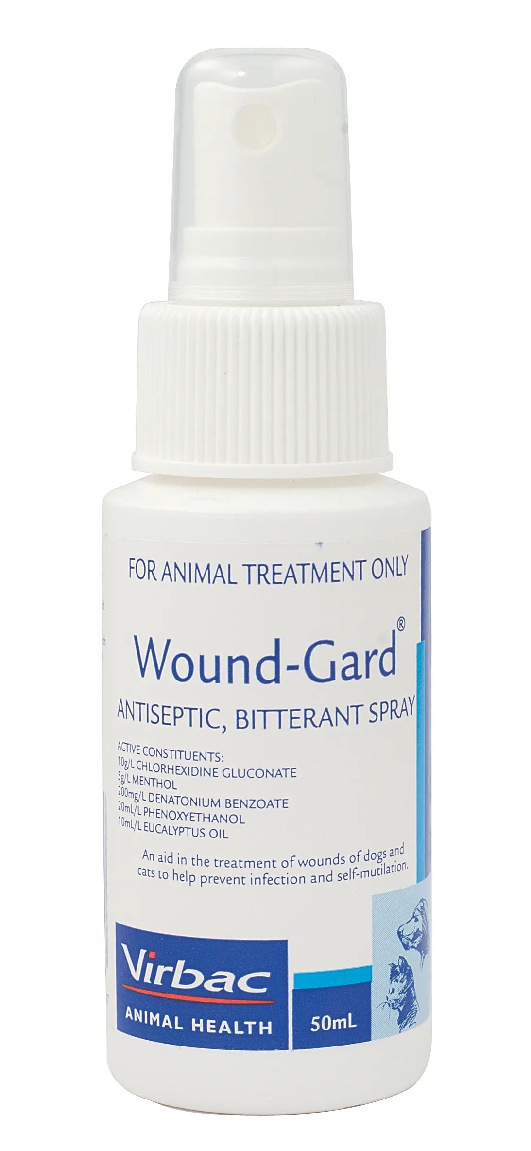 Virbac Wound-Gard antiseptic spray for dogs and cats 50ml – front of bottle