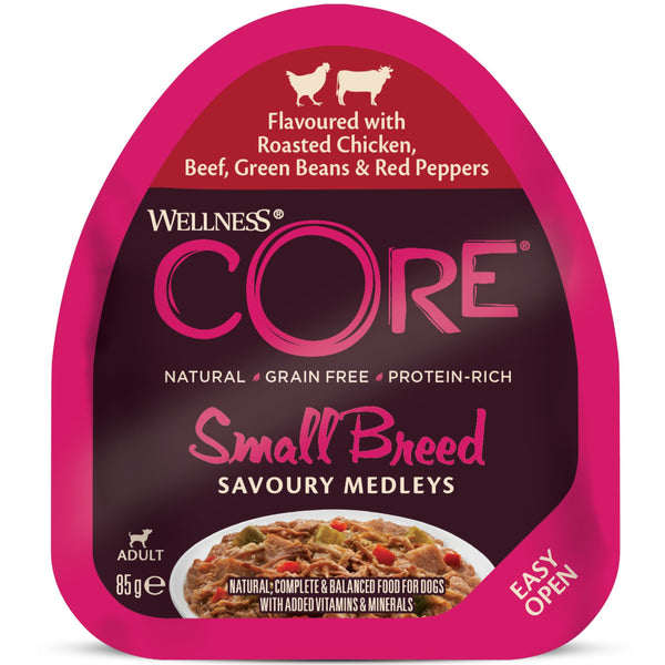 Wellness Core Wet Dog Food Small Breed Savoury Medleys Roasted Chicken, Beef, Green Beans & Red Peppers