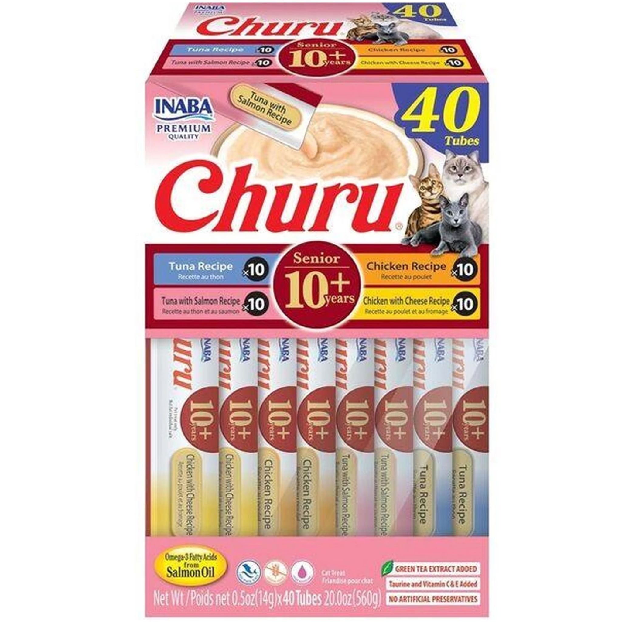 Inaba Cat Treat Churu Puree Senior 10+ Chicken & Tuna Variety