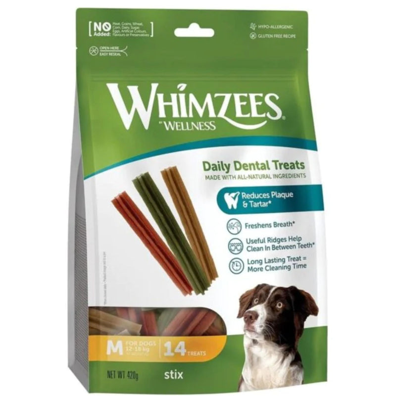 Whimzees Dental Dog Treats Stix - Medium 14 | PeekAPaw Pet Supplies