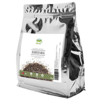 Crooked Lane Harvest Seaweed Meal 1kg bag front, silver foil pouch with an olive label strip