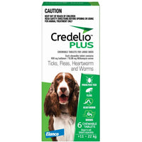 Credelio Plus carton for large dogs, green 11-22 kg band, six chewable tablets