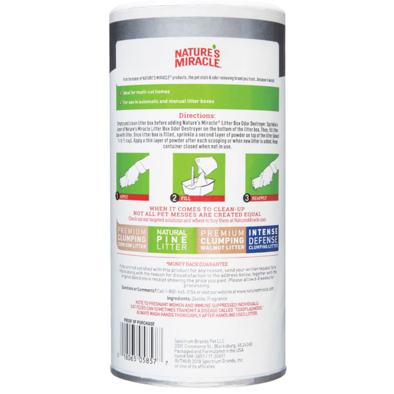 Nature's Miracle Cat Litter Box Odor Destroyer Powder - 567g | PeekAPaw Pet Supplies