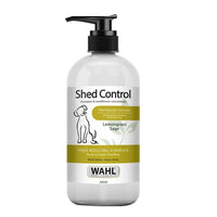 Wahl Shed Control dog shampoo with lemongrass and sage in a 300ml pump bottle