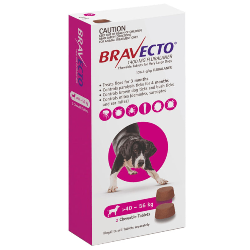 Bravecto Dog Chew Purple 40-56kg 1 Tablet | PeekAPaw Pet Supplies