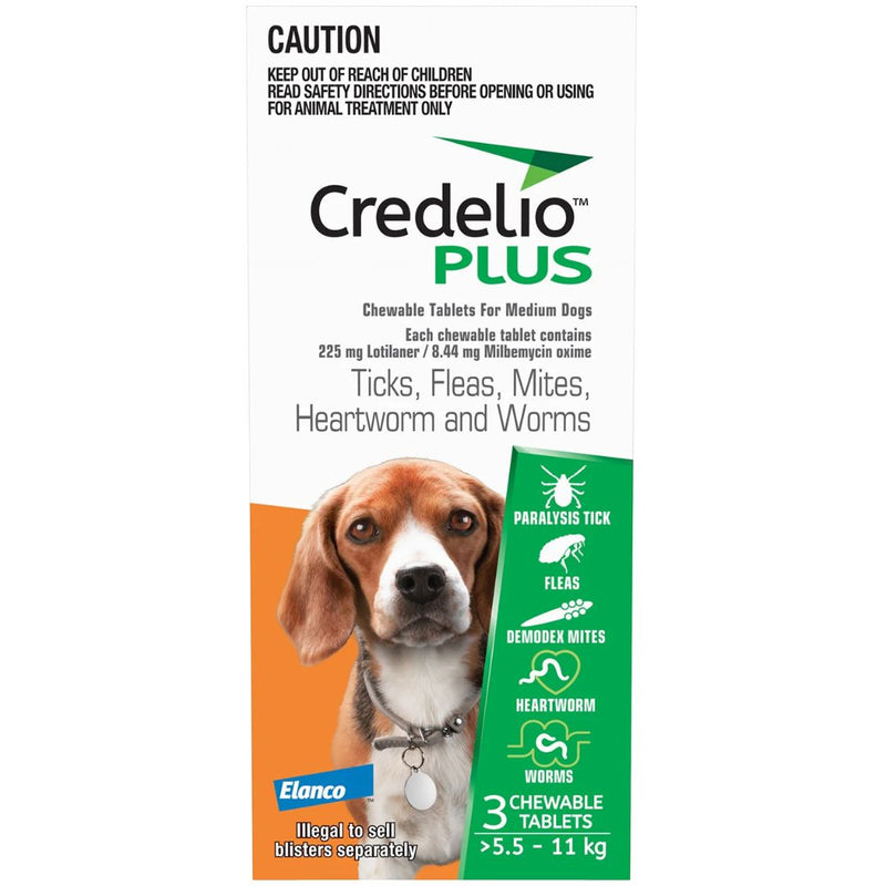 Credelio Plus for Medium Dogs 5.5-11kg - 3 Pack | PeekAPaw Pet Supplies