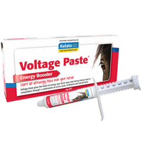 Kelato Voltage Paste energy booster retail box with the dosing syringe beside it