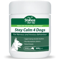 Stance Pet Tec Stay Calm 4 Dogs calming supplement for nervous and anxious dogs in a 300g jar