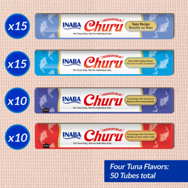 Inaba Cat Treat Churu Puree Tuna & Seafood Varieties