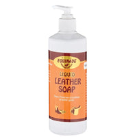 Equinade Liquid Leather Soap in a 500ml white pump bottle with the orange Equinade label