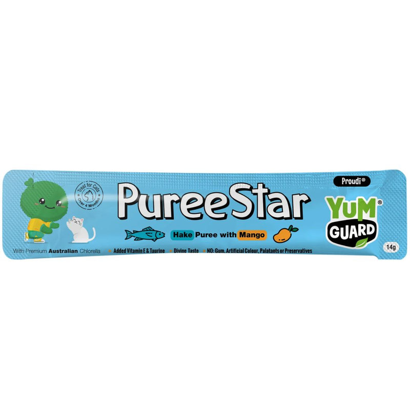YumGuard Puree Star for Dog & Cat Hake Puree with Mango - 14g x 6 | PeekAPaw Pet Supplies