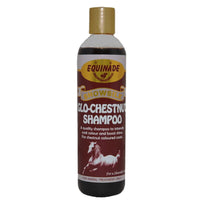 Equinade Showsilk Glo-Chestnut shampoo for chestnut coats in a 250ml bottle of brown liquid