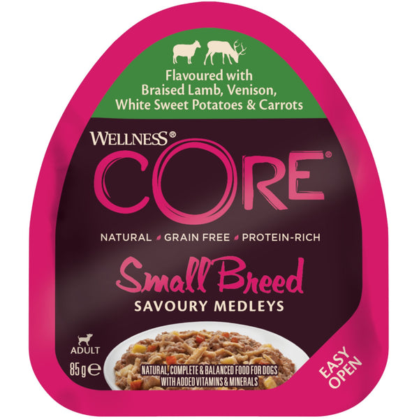 Wellness Core Wet Dog Food Small Breed Savoury Medleys Braised Lamb, Venison, White Sweet Potatoes & Carrots