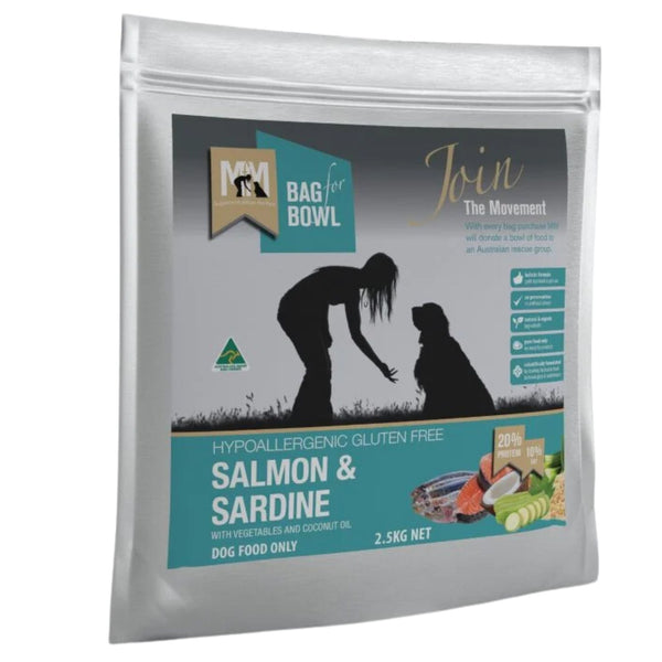 MfM Meals For Mutts Dry Dog Food Hypoallergenic Gluten Free Salmon & Sardine 2.5kg | PeekAPaw Pet Supplies