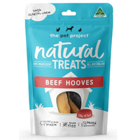 The Pet Project Natural Treats Beef Hooves, 130 g teal resealable pouch, front of pack