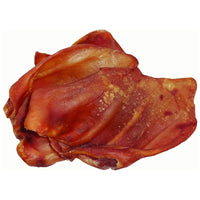 Bark & Beyond Pigs Ears, a single dried pig ear dog treat photographed close up