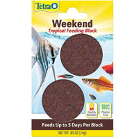 Tetra Weekend Tropical Feeding Block pack front, showing the two feeding blocks