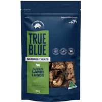 True Blue Natures Treats Aussie Lamb Lungs 50g pouch, green accent front