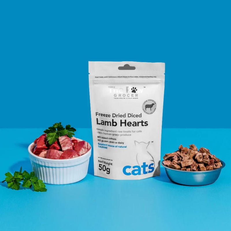 The Paw Grocer Freeze Dried Cat Treats Lamb Hearts | PeekAPaw Pet Supplies