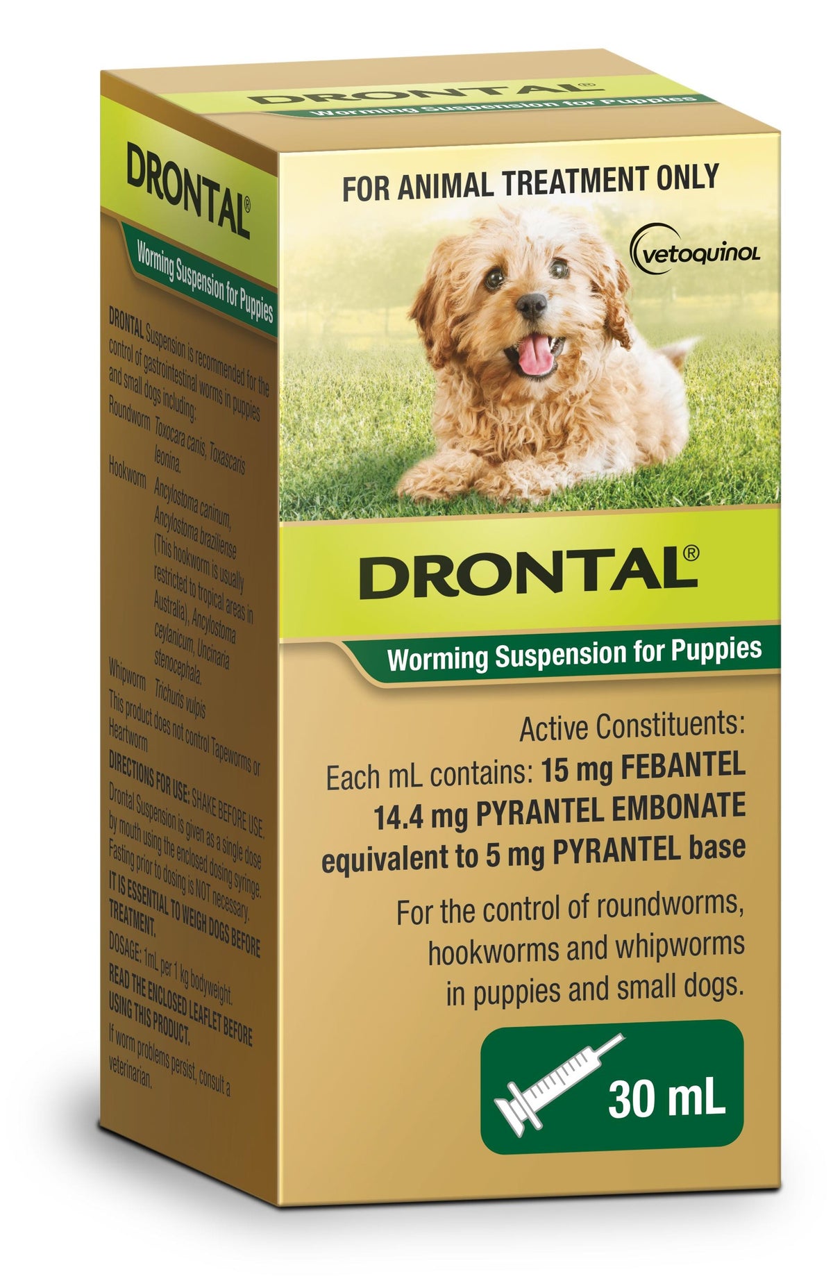 Drontal Worming Suspension for puppies 30ml – front of carton