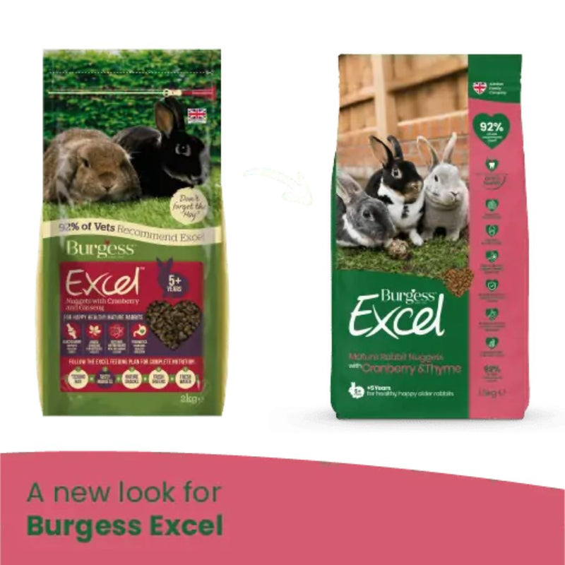 Burgess Excel Mature Rabbit Nuggets Cranberry & Thyme - New packaging | PeekAPaw Pet Supplies