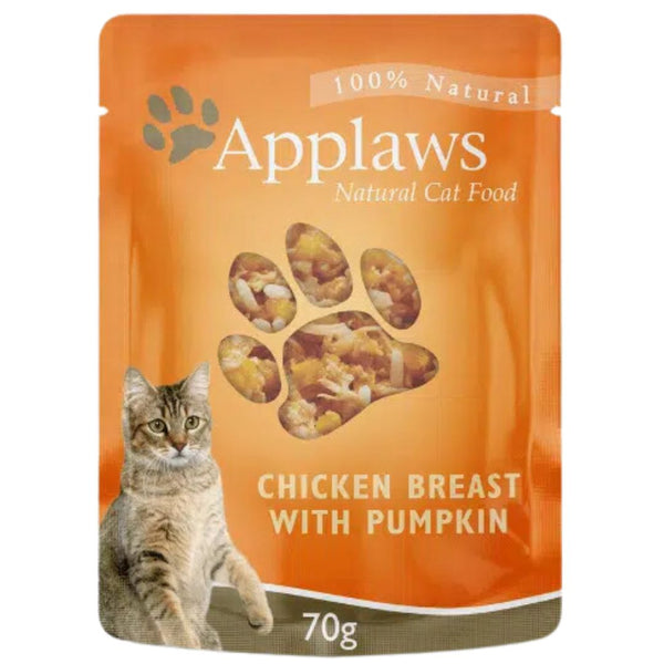 Applaws Natural Wet Cat Food Pouch Chicken Breast with Pumpkin - 70g x 16 | PeekAPaw Pet Supplies