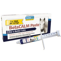 Kelato BetaCALM Paste retail box with a white horse on the front and a dosing syringe beside it