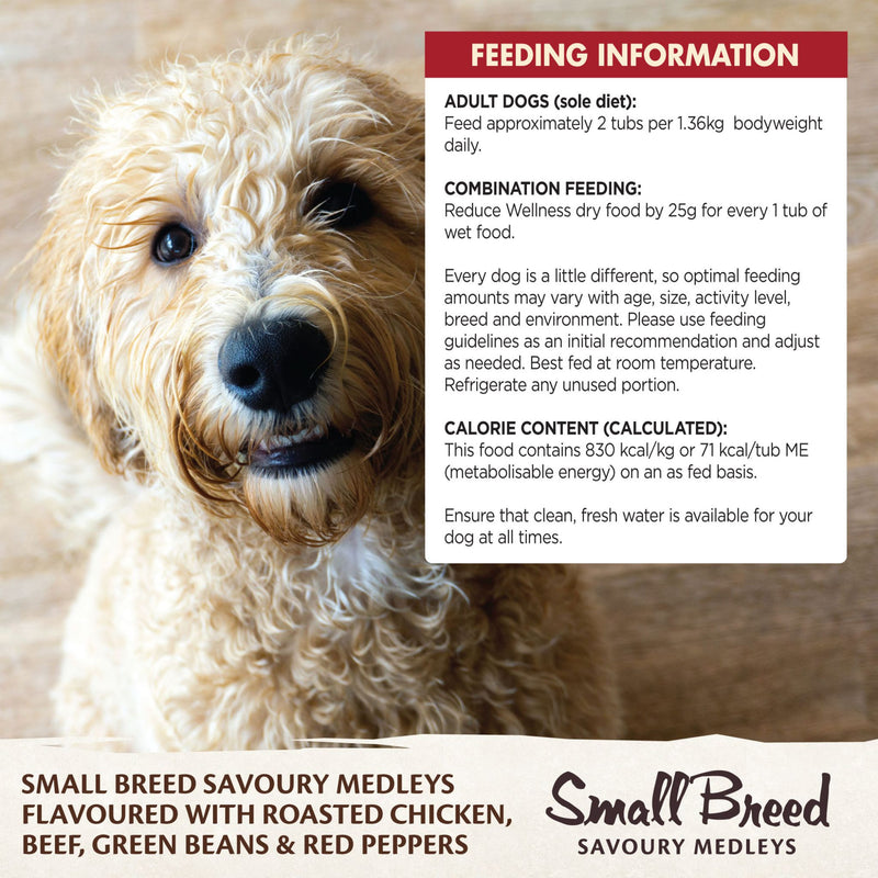 Wellness Core Wet Dog Food Small Breed Savoury Medleys Roasted Chicken, Beef, Green Beans & Red Peppers
