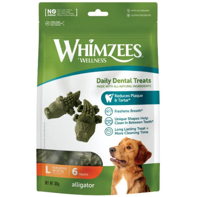Whimzees Dental Dog Treats Alligator - Large 6 | PeekAPaw Pet Supplies