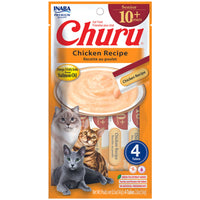 Inaba Churu Puree Senior 10+ Chicken, lickable puree tubes, 6 packs of 4 x 14g, cat treat