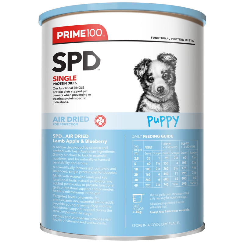 Prime100 SPD Air Dry Dog Food for Puppy Lamb, Apple & Blueberry