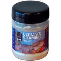 URS Ultimate Vitamins 150g tub, blue label with a bearded dragon and black screw lid