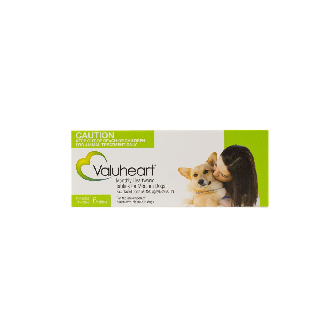 Valuheart monthly heartworm tablets green pack for dogs 11-20kg