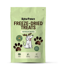 Raw Pawz Venison Bite Dog Treats 100g pack, front of pack