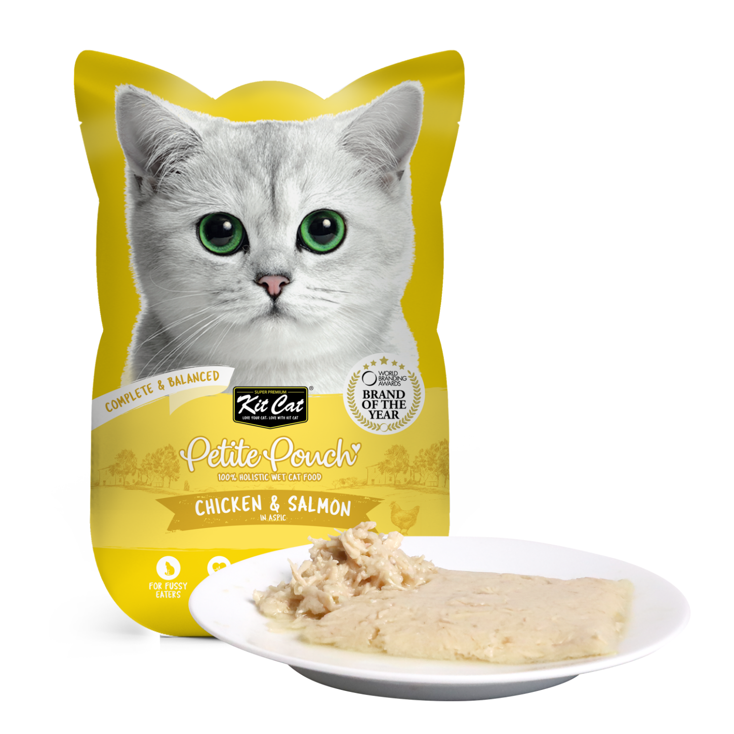 Kit Cat Petite Pouch Chicken & Salmon in aspic 70g pouch