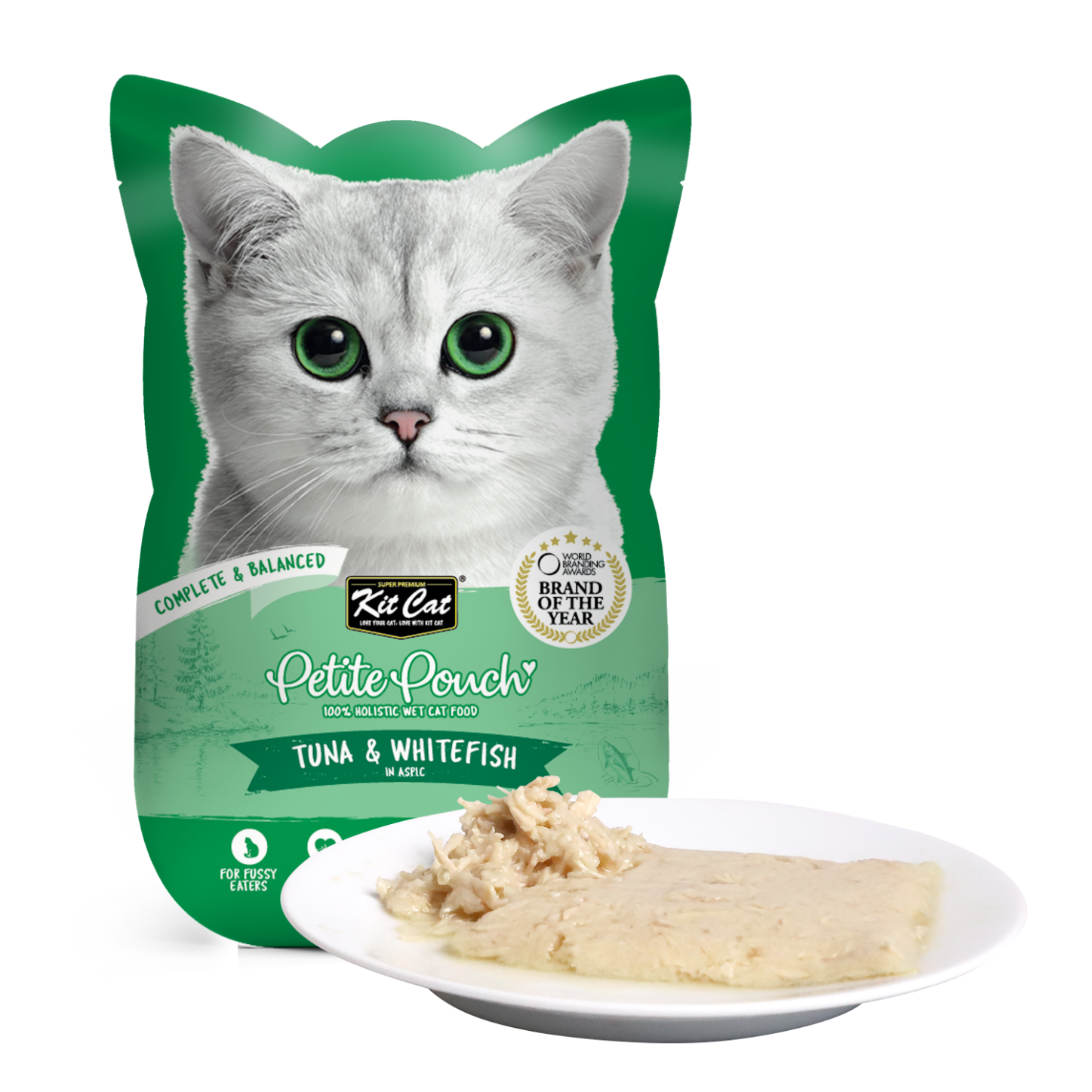 Kit Cat Petite Pouch Tuna & Whitefish in aspic 70g pouch