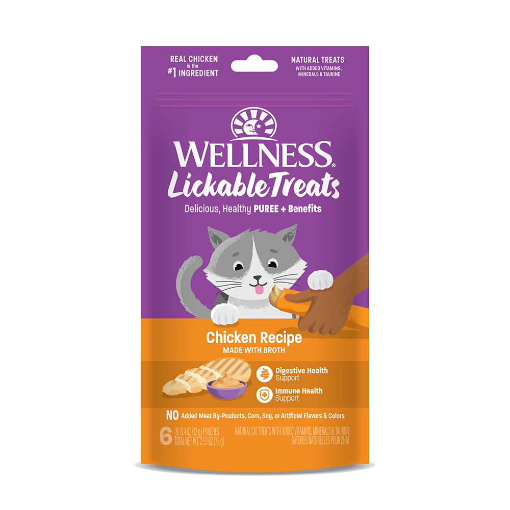 Wellness Lickables Chicken puree cat treats 12g x 6 tubes
