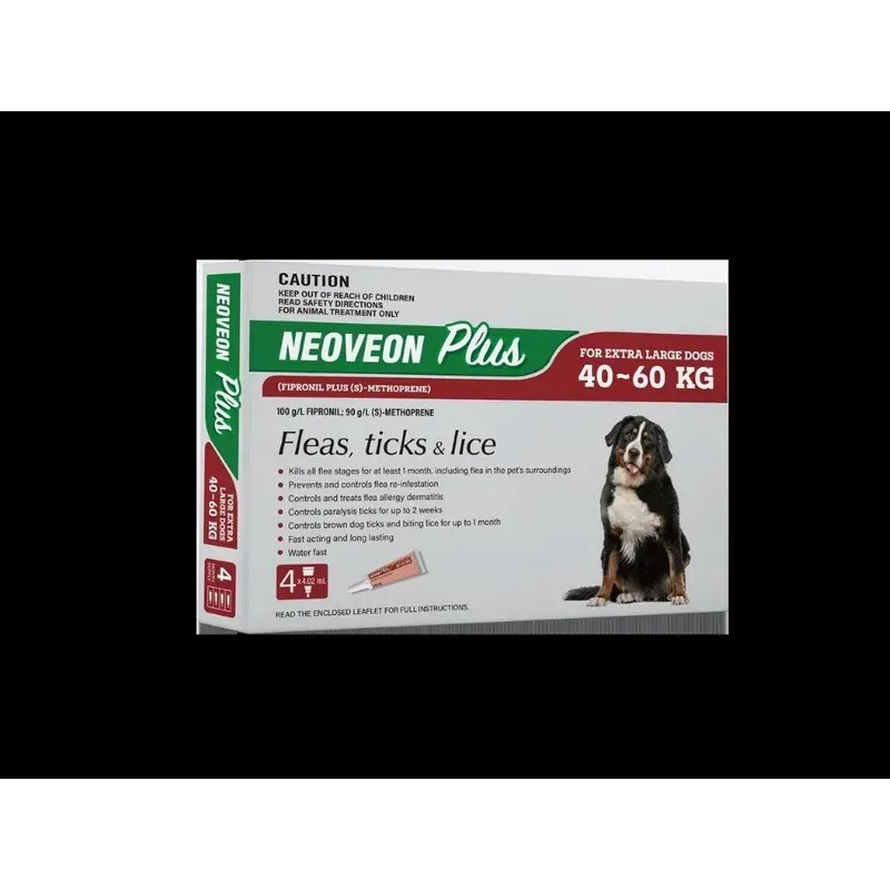Neoveon Plus Spot-On for Extra Large Dogs 40-60kg, 4 pack carton
