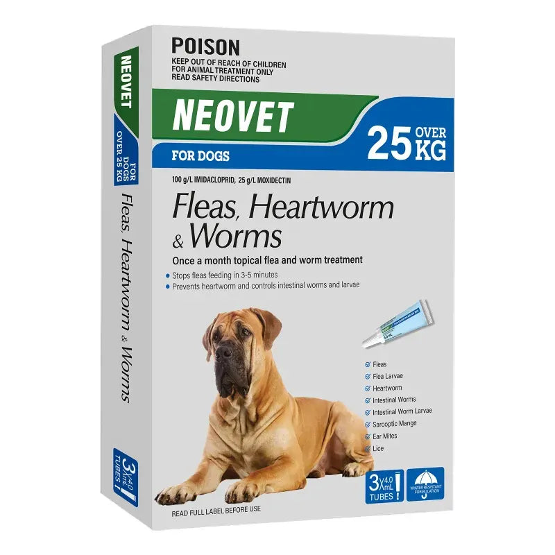 Neovet Spot-On for Dogs over 25kg, 3 pack carton extra large dog size