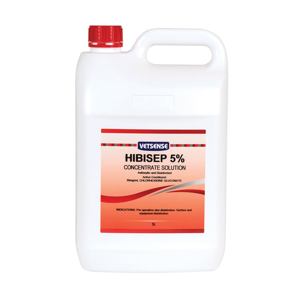 Vetsense Hibisep 5 percent Chlorhexidine Antiseptic Solution front of pack