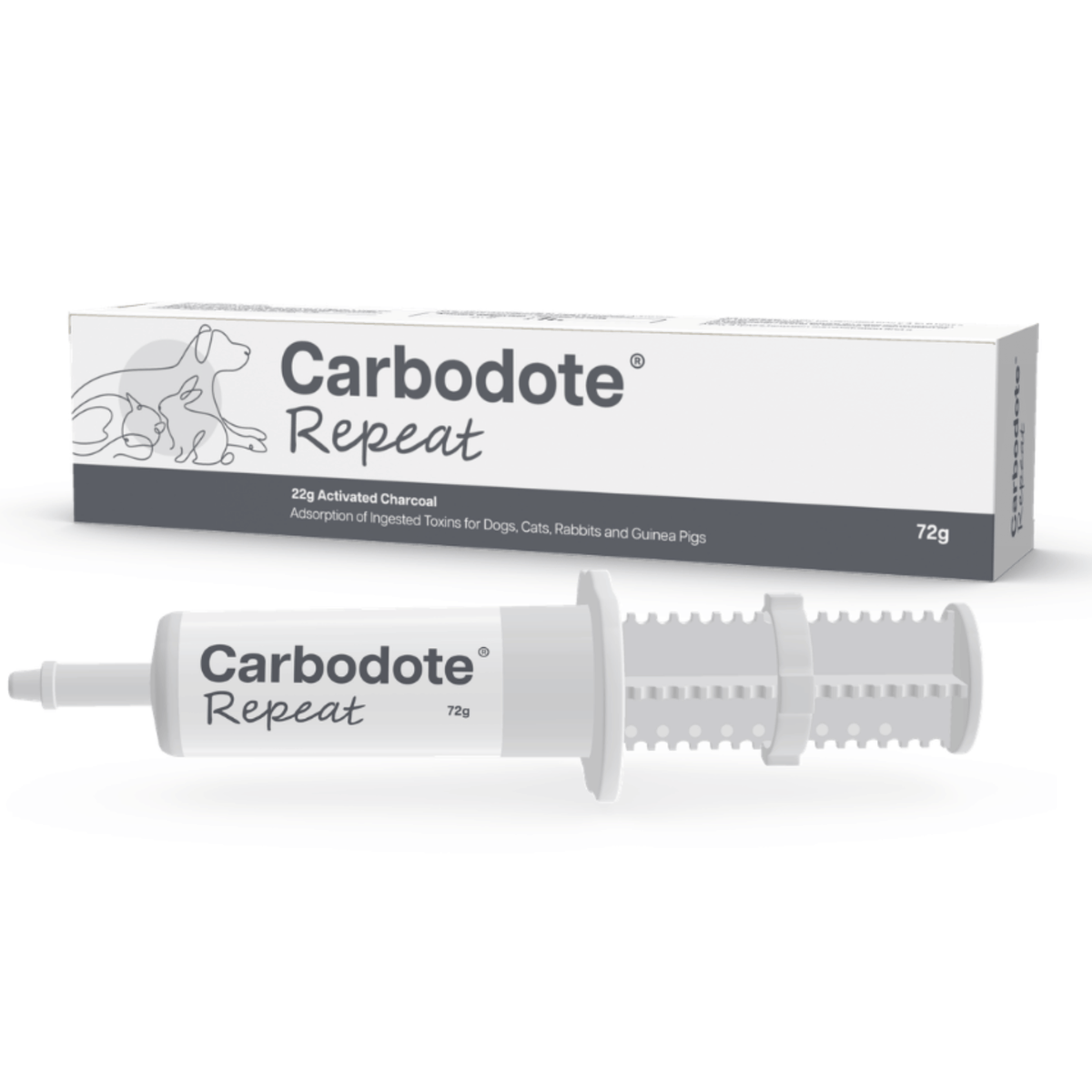 Invetro Carbodote Repeat activated charcoal oral gel 72g syringe pack