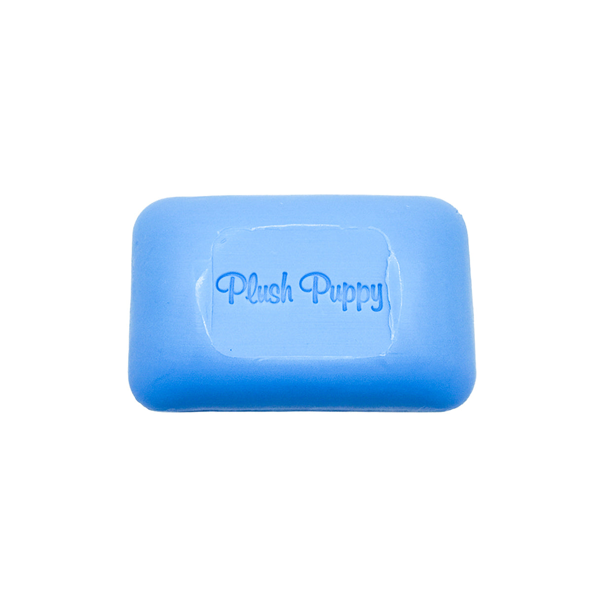 Plush Puppy Wonder Blok gentle stain reducing soap, blue bar embossed with the Plush Puppy name