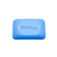 Plush Puppy Wonder Blok gentle stain reducing soap, blue bar embossed with the Plush Puppy name