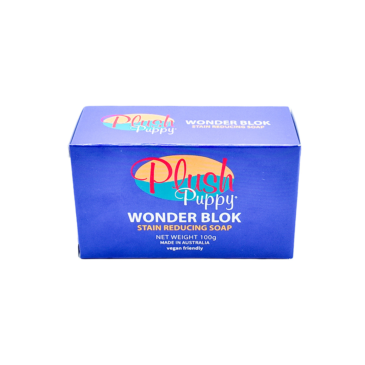 Plush Puppy Wonder Blok 100g carton, front of the new purple illustrated box