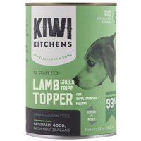 Kiwi Kitchens NZ Grass Fed Lamb Green Tripe Topper for dogs, front of the 375 g can.