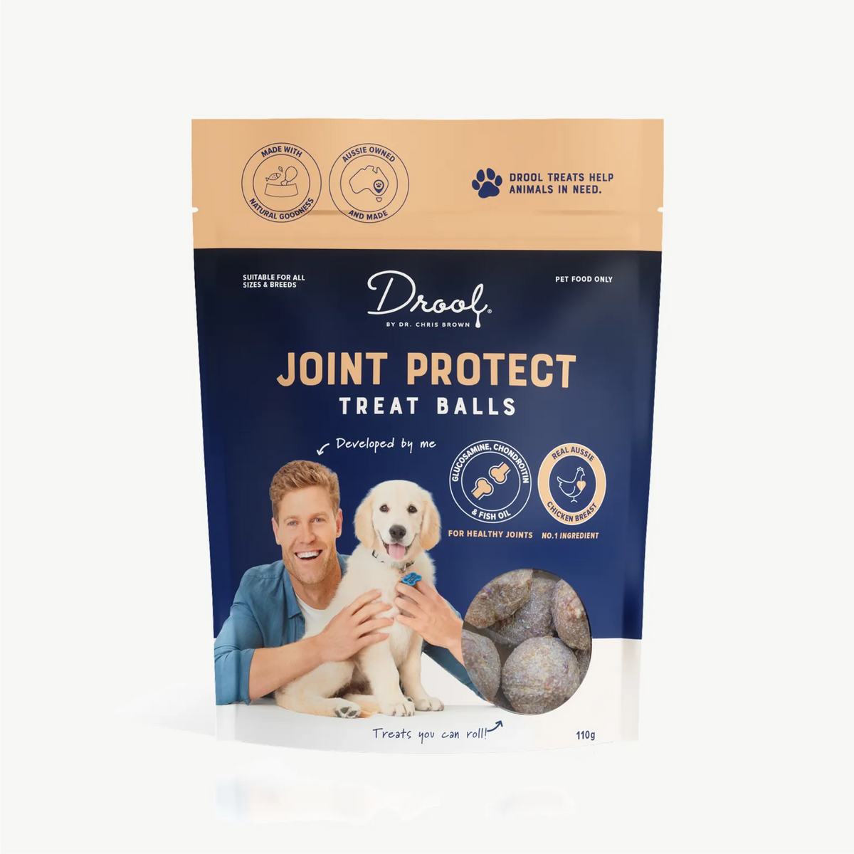 Drool by Dr Chris Brown Joint Protect Treat Balls 110g pack front