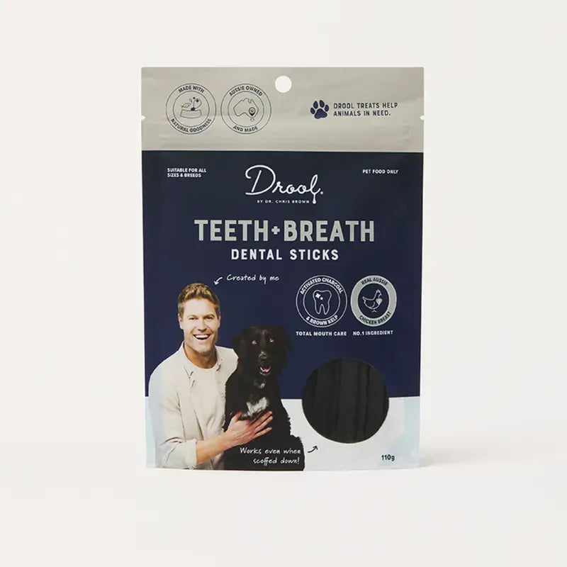Drool by Dr Chris Brown Teeth + Breath Dental Sticks 110g pack front