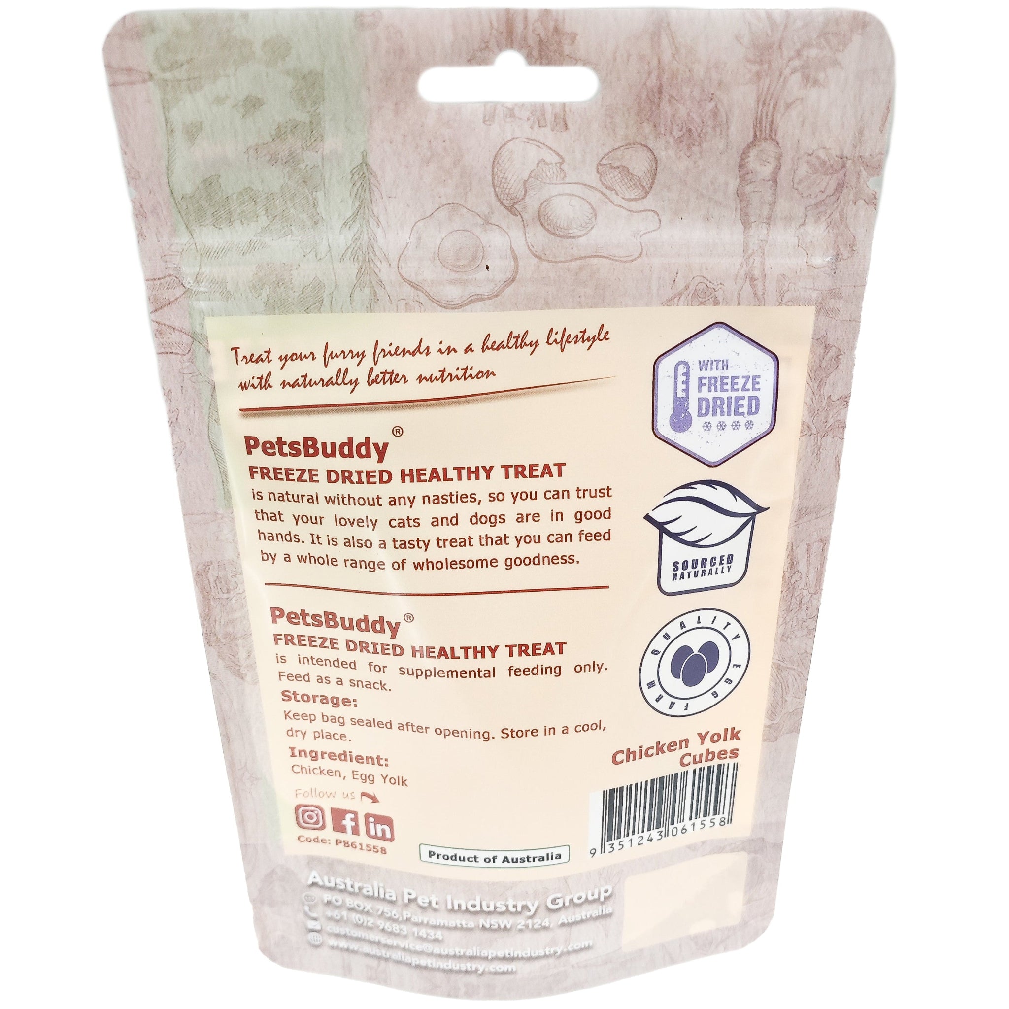 PetsBuddy Chicken Yolk Cube Freeze Dried Dog & Cat Treats 2